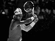 Rafael Nadal Photo in Action, Two-Handed Lapel 