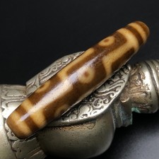 Vintage Tibetan Old Agate Dzi Bead 9 Eyed Amulet Pendant Protection 58×13mm picture