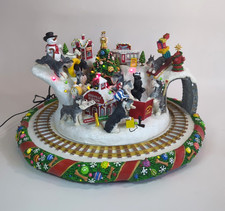 Rare Danbury Mint Schnauzer Christmas Wonderland Lighted Holiday NO Train No Crd picture