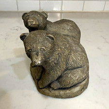 Vintage 1985 ACE Alaska Glacial Ice Age Grizzly Bear Cubs Sculpture Figurine G85 picture