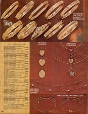Takro 1970s 14K Gold Jewelry Catalog Ad Page Vintage Bracelets Pendants picture