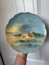 Antique hand-painted Limoges (France) porcelain sand piper decorative plate picture