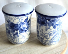 Blue and White Floral and Paisley Salt and Pepper Shakers Set of Two picture