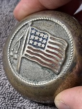 Antique Original RARE 1890s Embossed American Flag Bicycle Bell Cover 2.5” picture