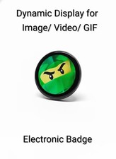 Black - Electronic Small Pendant Badge Digital Show 1.7 inch Touch Screen Pins  picture