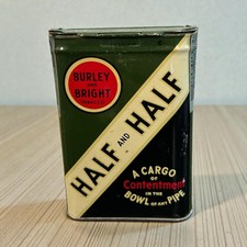 Vtg Burley and Bright Half & Half Pocket Tobacco Tin Empty Pipe Advertising picture