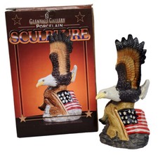 Vintage Glenvale Gallery Bald Eagle American Flag Porcelain Sculpture NEW IN BOX picture