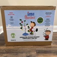 3.5 FT ANIMATED CHARLIE BROWN CHRISTMAS Giving Tree Musical ANIMATRONIC In HAND picture