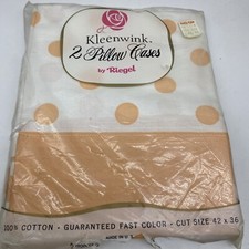 Vintage Peach Polka Dot  Riegel Kleenwink Pillow Case Pair NOS Made USA picture