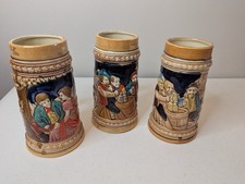 Lot of 3 Vintage 70’s Ceramic Beer Steins 7.25