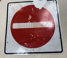 Vintage Retired No Entry Road Sign Autobahn Man Cave Wall Art 24