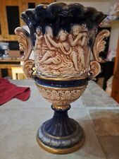 Vintage Norleans Italy Cobalt Blue Cherubs Vase picture