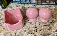 Vtg FIESTA Sugar Packet Holder Caddy Salt and Pepper Set Disc. Rose Fiestaware  picture