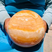10.3LB Rare Natural Yellow Calcite Sphere Quartz Crystal Ball Reiki Healing 5521 picture