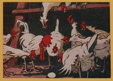1957 USSR Satirical Postcard Extraordinary Incident at the Poultry Farm Humor picture