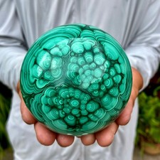 2.51LB Rare Natural Malachite quartz hand Carved sphere Crystal Healing Gem ball picture