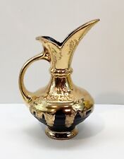 MCM Savoy China 22k Weeping Gold Over Black 7” Ewer Pitcher Vintage picture