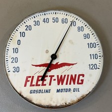 Works Vintage 12” FLEET WING ADVERTISING THERMOMETER Original Gas Oil Sign picture