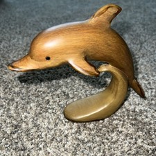Vintage Wood Carved 6 1/2'' Dolphin Figurine picture