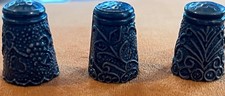 Lot of 3 Vintage Ornate Mexican Sterling Silver Thimbles - Grape Vine & Floral picture