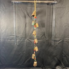 Vintage Tribal Brass Bells Glass Trade Bead Strand Hand Forged Folk Art picture