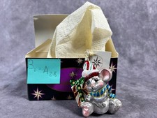 Vtg Christopher Radko Mousecapade Santa Mouse Design Glass Christmas Ornament picture