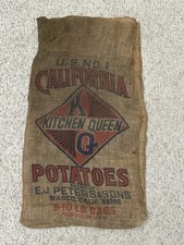 Vintage California Kitchen Queen Potatoes Burlap Sack 5-10 Lb Bags Wasco, CA 8 picture