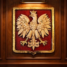 Vintage Polish White Eagle Heraldic Wall Plaque Molded Plaster Gilded 11