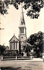Vintage Real Photo Postcard Church with Tall Spire RPPC picture