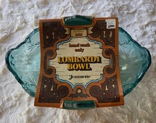 Lombardi Bowl By Jeannette Ice Blue Pressed Glass Vintage Centerpiece Bowl 3435 picture