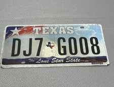 Texas License Plate DJ7 G008 Car Vehicle Red White Blue Lone Star TX Collectible picture