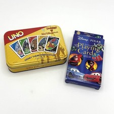 NEW Disney Parks UNO Game Theme Park Edition In Tin + Pixar Jumbo Playing Cards picture