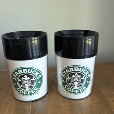 Set of 2 VTG Starbucks Coffee Travel Tumblers with Lids-ThermoServ 8oz Short-USA picture
