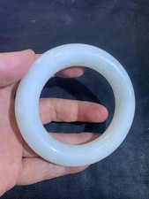 Chinese Natural HeTian White Jade Hand Made Bangle Bracelet 61mm(inner) picture
