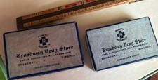 VINTAGE 1939 1947 Broadway Drug Store Hinged Prescription Boxes Broadway VA Lot picture