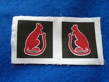PAIR UNCUT 7TH ARMOURED DIVISION RED DESERT RATS CLOTH ARM BADGES, REPRODUCTIONS picture