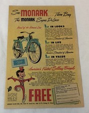1950 MONARK Super Deluxe bicycle ad page ~ 1st In Looks, Life, Value ~ blue bike picture