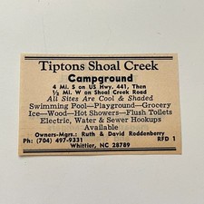 Tiptons Shoal Creek Campground Ruth & David Roddenberry NC 1974 Ad TAK6-S81 picture