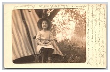 RPPC ~ Iola KS ~ Little Girl camping , So cute ~ Kansas picture
