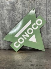 Green Conoco Gas Pump Plate Sign Porcelain Motor Oil Service Station Original picture