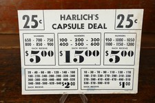 Vintage Harlich’s Capsule Deal Winners Payout 25 Cent Punch Board Display Card picture