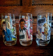 VTG 1980 Star Wars Empire Strikes Back Burger King Glass Tumbler Lot Set of 3 picture