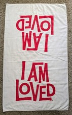 Vintage 1970s 1980s Helzberg I AM LOVED Beach Towel Oversize Iconic USA picture