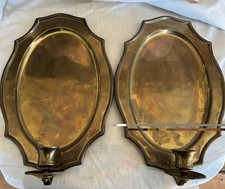 Vintage Made in India Brass Wall Candle Sconces Pair Polished Brass Reflective picture