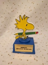 Vintage Aviva Peanuts Trophy Woodstock Greatest Secretary RARE  picture