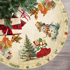 Vintage Christmas Tree Skirt 48 Inch Retro Holiday Tree Decoration picture