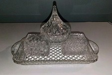 2 Crystal Ring Boxes W/Lid & Godinger Vintage Hershey Kiss W/ Mini Vtg Tray picture