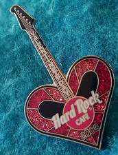 HRO ONLINE VALENTINE PINK GLITTER TILES HEART GUITAR 2003 Hard Rock Cafe PIN LE picture