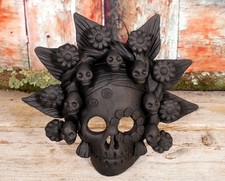 Frida Kahlo Skull Mask Handmade Day of the Dead Clay Michoacan Mexican Folk Art picture