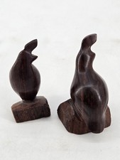 2 Vtg 1970s Mini Ironwood Hand Carved Quails Artisan Bird Desert Mexico picture